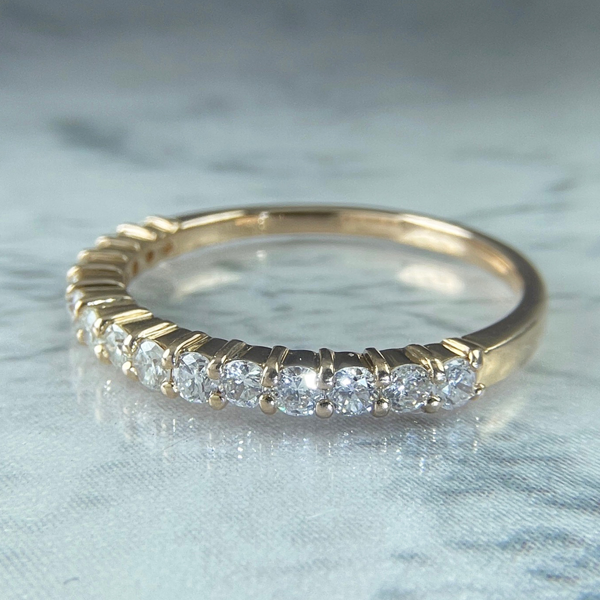 K18PG натуральный бриллиант 0.35ct половина Eternity кольцо 