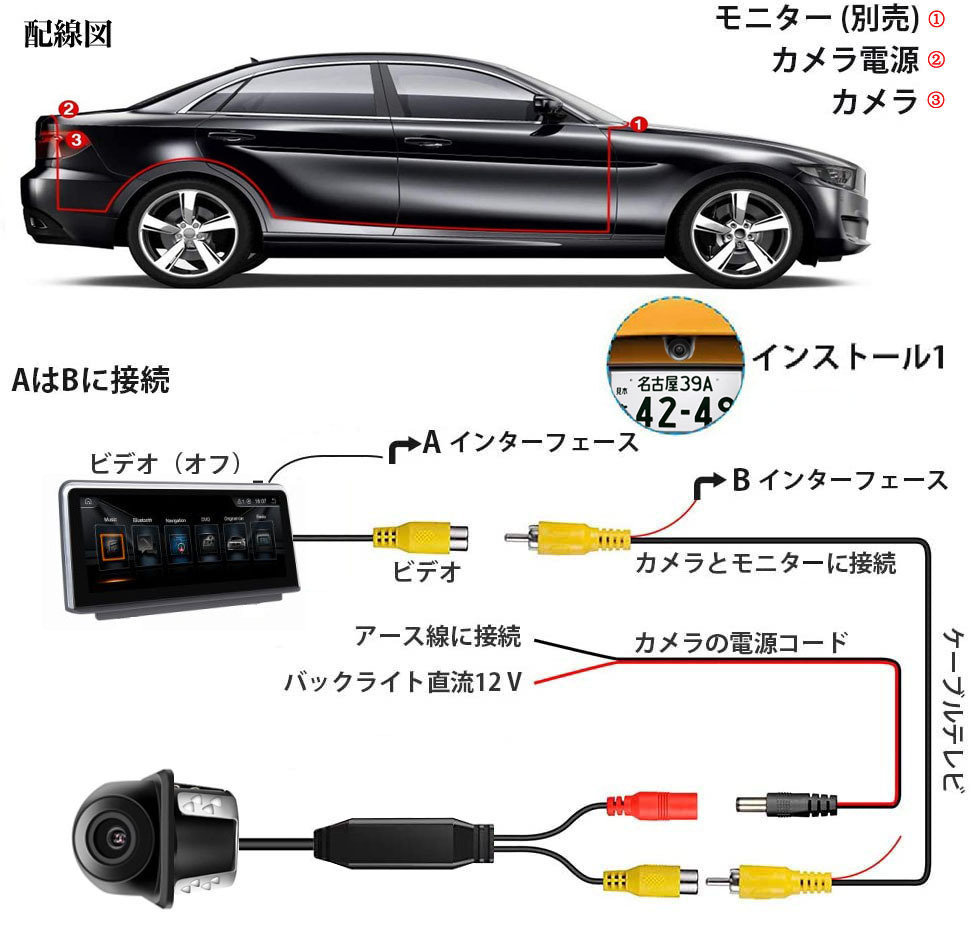 1000円スタート！送料無料！高畫質バックカメラ リアビューカメラ CMD 車載用 ナイトビジョン 広角 ガイドライン有り 撮影機材 埋め込み式_画像6