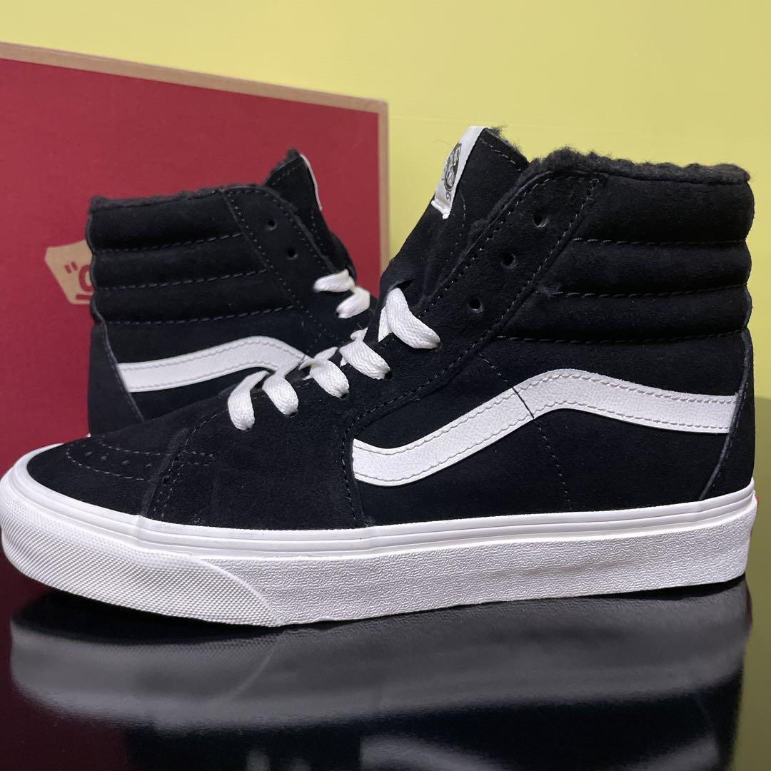 28.0cm ★ VANS SK8-HI スケートハイ レザー ハイトップ ボア スエード 天然皮革 スニーカー スウェード バンズ ヴァンズ 黒 31111-0001の画像2