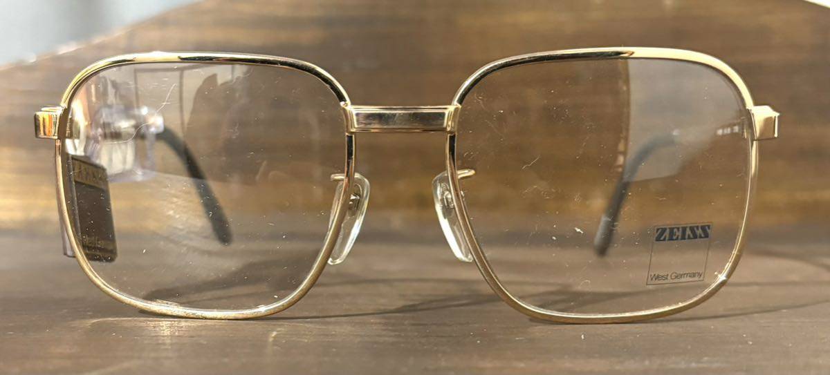 いいスタイル ZEISSツァイスメガネ眼鏡フレームヴィンテージアンティークゴールド22Kt vintage古着西ドイツウェリントンデッドストック フルリム