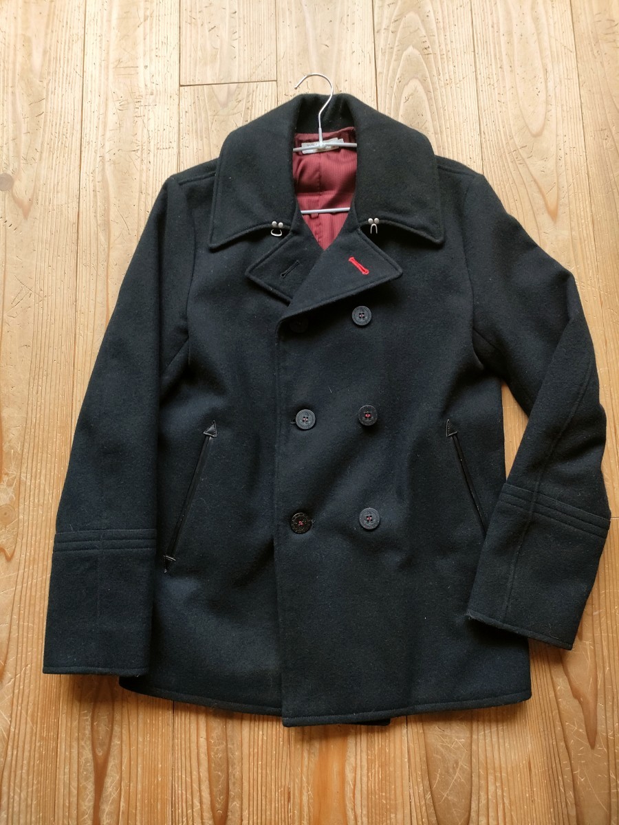 【美品】Deluxe Clothing デラックスクロージング ピーコート 高品質ウールコート ブラック 黒 Sサイズ