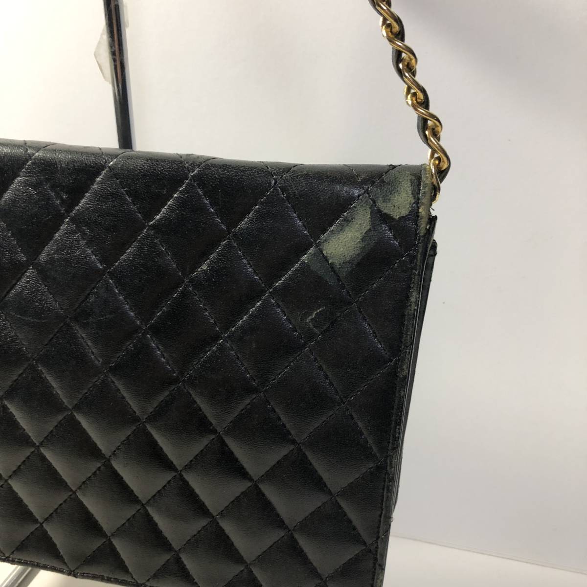 シャネル（CHANEL）マトラッセ シングルフラップ チェーンショルダーバッグ ココマーク プッシュロック ショルダーバッグ レザー ブラック_画像8