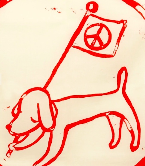 奈良美智 ならよしとも YOSHITOMO NARA NARA FLAG バンダナ 1枚 53×53cm 犬 ピースフラッグ ハンカチ 風呂敷 スカーフ 新品未使用未開封_イメージ画像