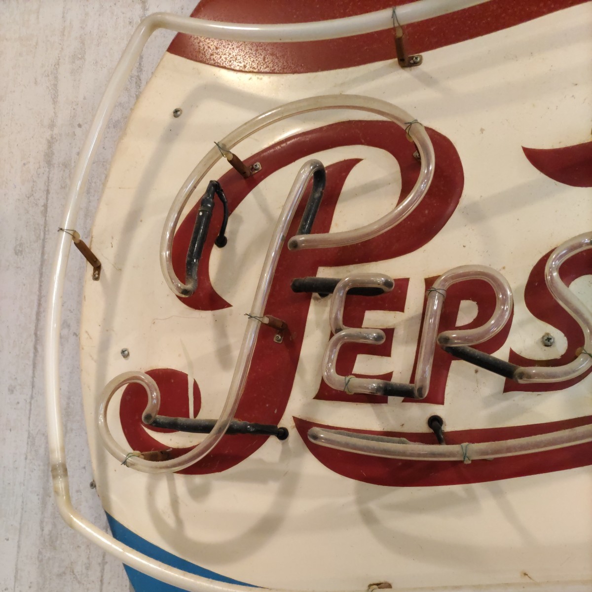  Vintage 1950s PEPSI-COLA Pepsi-Cola USA shop for extra-large neon autograph diameter 92cm signboard [ pick up limitation ]