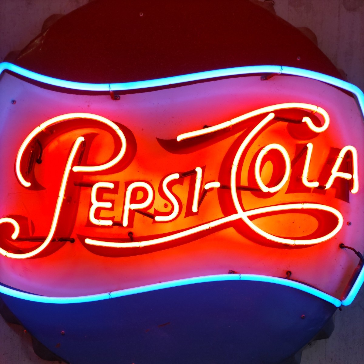  Vintage 1950s PEPSI-COLA Pepsi-Cola USA магазин для очень большой neon автограф диаметр 92cm табличка [ самовывоз ограничение ]