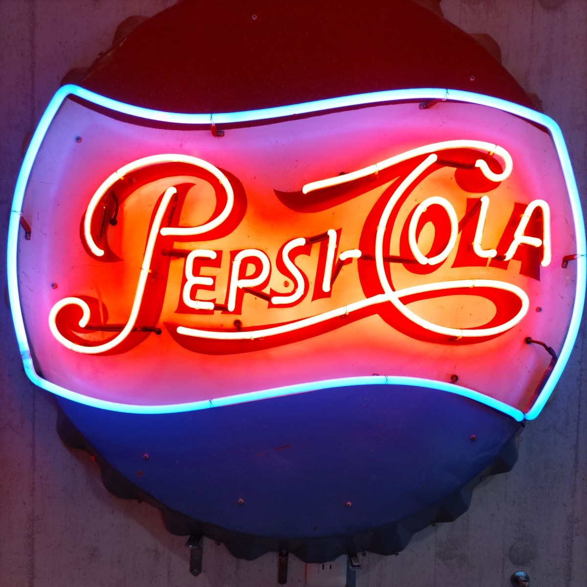  Vintage 1950s PEPSI-COLA Pepsi-Cola USA магазин для очень большой neon автограф диаметр 92cm табличка [ самовывоз ограничение ]