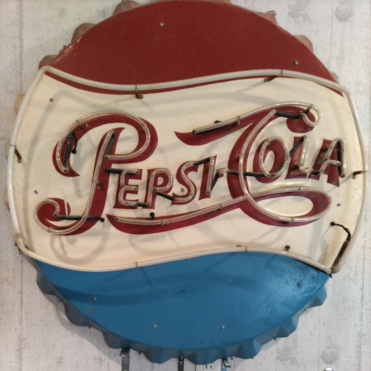  Vintage 1950s PEPSI-COLA Pepsi-Cola USA магазин для очень большой neon автограф диаметр 92cm табличка [ самовывоз ограничение ]