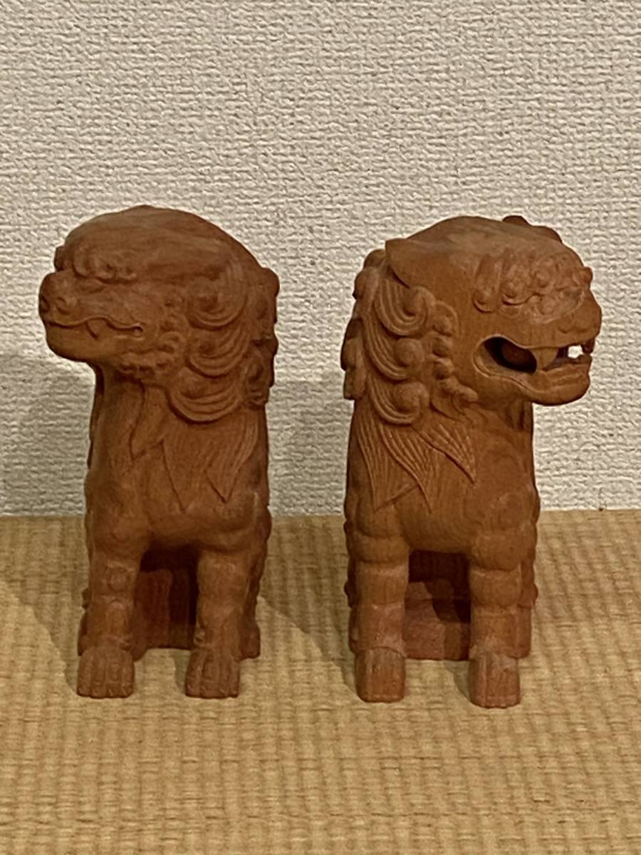 [送料込] ケヤキ 狛犬 高さ14cm 神棚 長期在庫品 未使用品