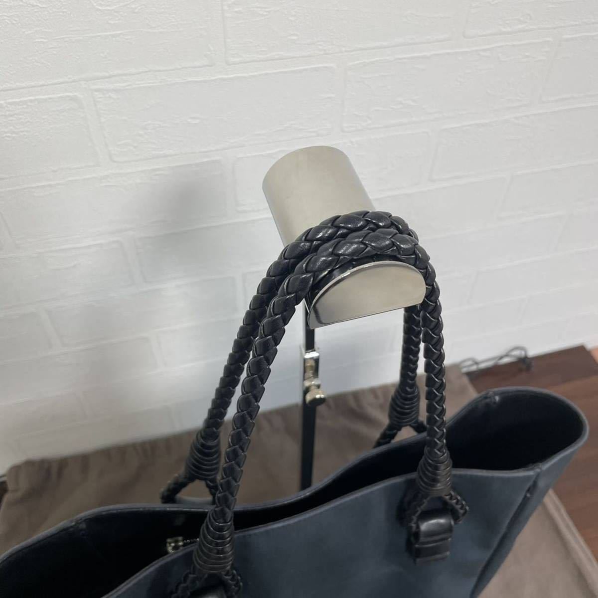 1円【至高の逸品】BOTTEGA VENETA ボッテガヴェネタ ビジネスバッグ ハンドバッグ トートバッグ レザー イントレチャート ネイビー系_画像6