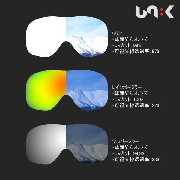 訳あり 処分特価 UNiK ゴーグル PKSL 眼鏡対応 ダブルレンズ 2枚 ハードケース付 スキー スノーボード UNK-003-PKSL_画像3