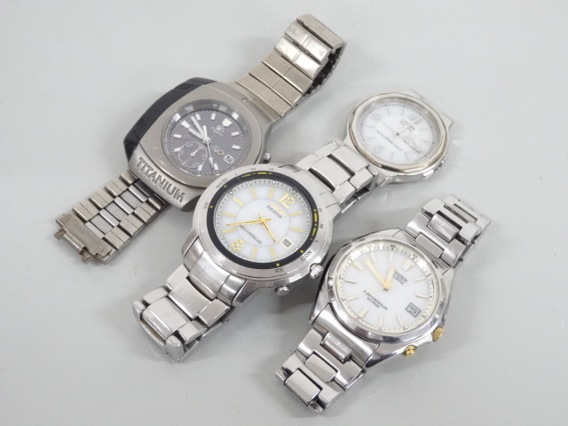 ジャンク 4点セット まとめて CITIZEN シチズン Eco Drive エコドライブ A412-T005471 H415-S038286 電波ソーラー 他 メンズ 腕時計_画像7