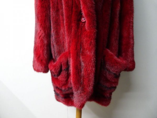 直D02328★Christian Dior クリスチャンディオール ミンク コート / 赤系 レッド 毛皮 ファー ブランド ファッション_画像3