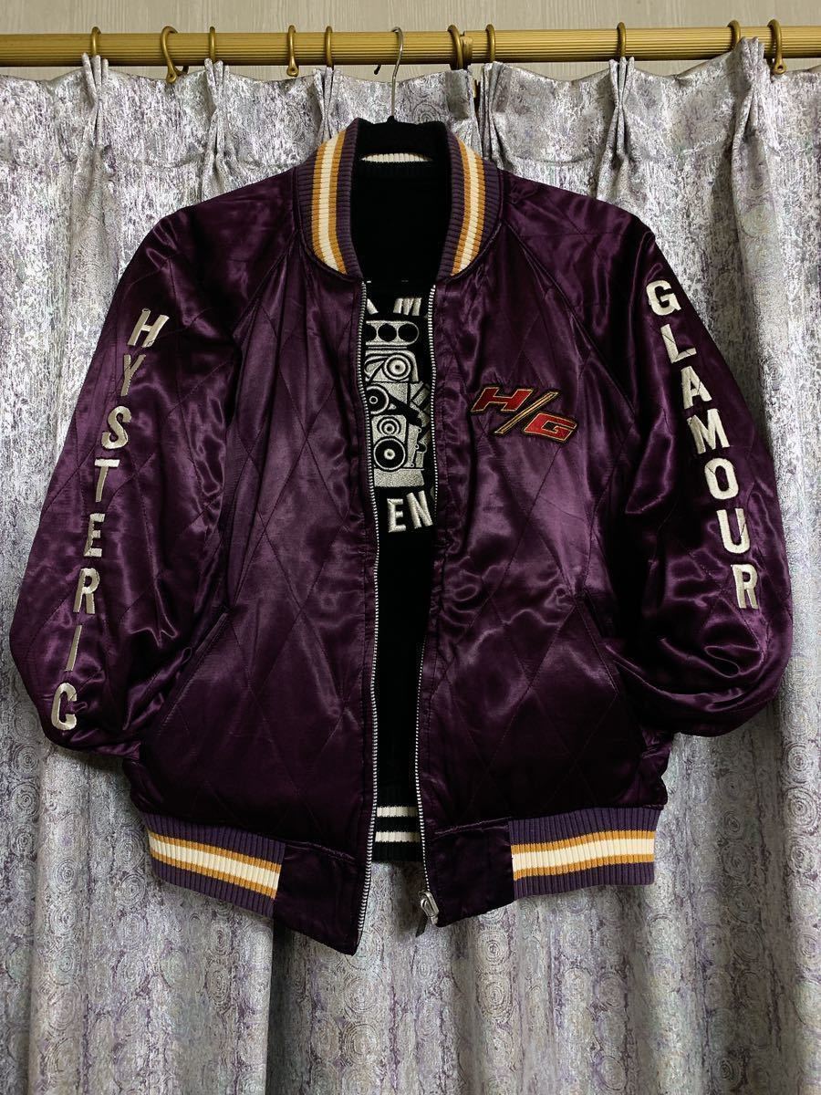  Hysteric Glamour HYSTERIC GLAMOUR Japanese sovenir jacket reversible vintage blouson velour embroidery HYS HEMI BLACK MAGIC RACING ENGINS DAD