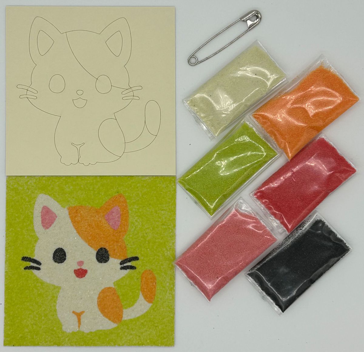 【新発売】キラキラな色砂で作る「子ねこ砂絵キット」