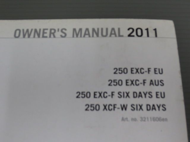 250 EXC-F EU AUS EXC-F SIX DAYS EU XCF-W SIX DAYS 2011 英語 KTM オーナーズマニュアル 取扱説明書 送料無料_画像2