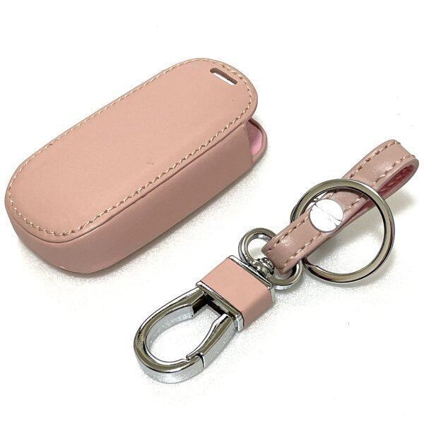  leather made for smart key key case key cover 4 button Daihatsu Tanto tall Toyota Roo mi- pink 