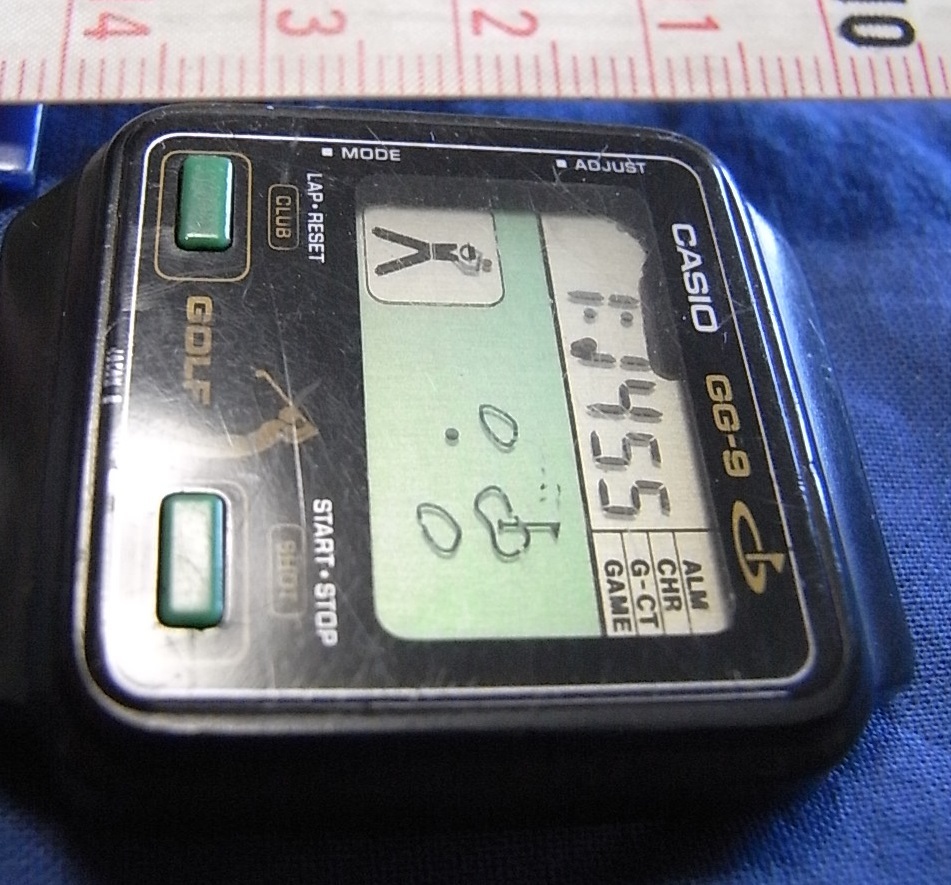 ジャンク 液晶不良 CASIO カシオ GOLF ゴルフ GG-9 ゲーム機能付 ゲームウォッチ クォーツ デジタル メンズ 腕時計_画像2
