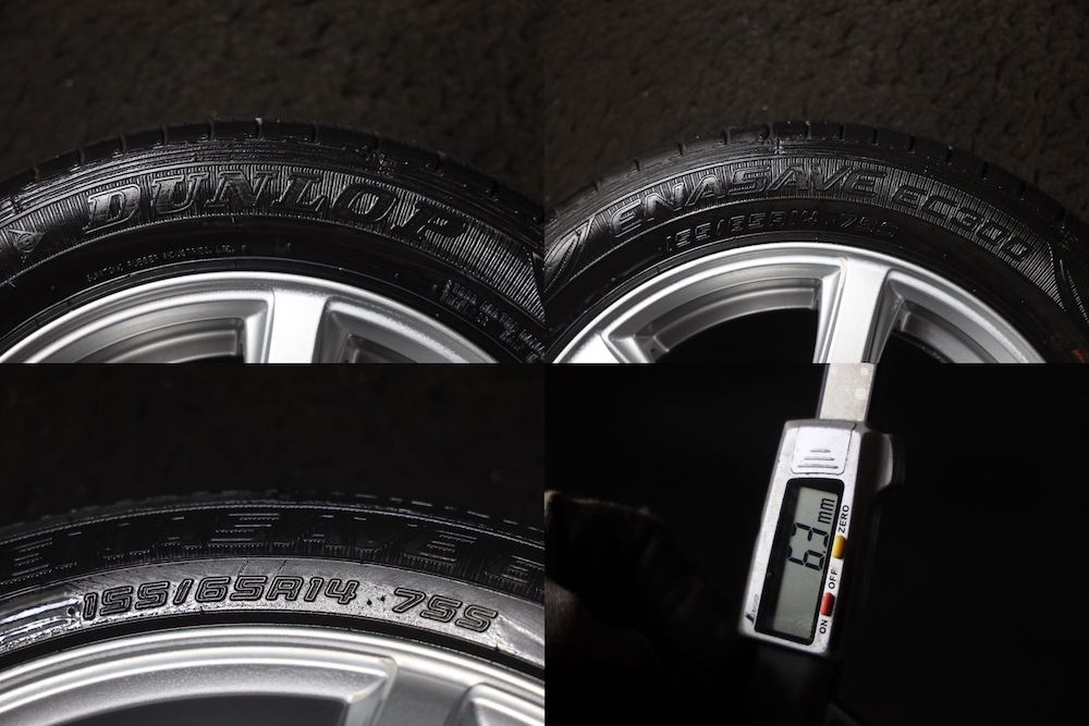 ★バリ山 155/65R14 国産DUNLOP ラジアル アルミ付4本セット ピクシスN-BOXONEWGNムーヴモコAZワゴンREKスペーシアウェイクタント_画像8