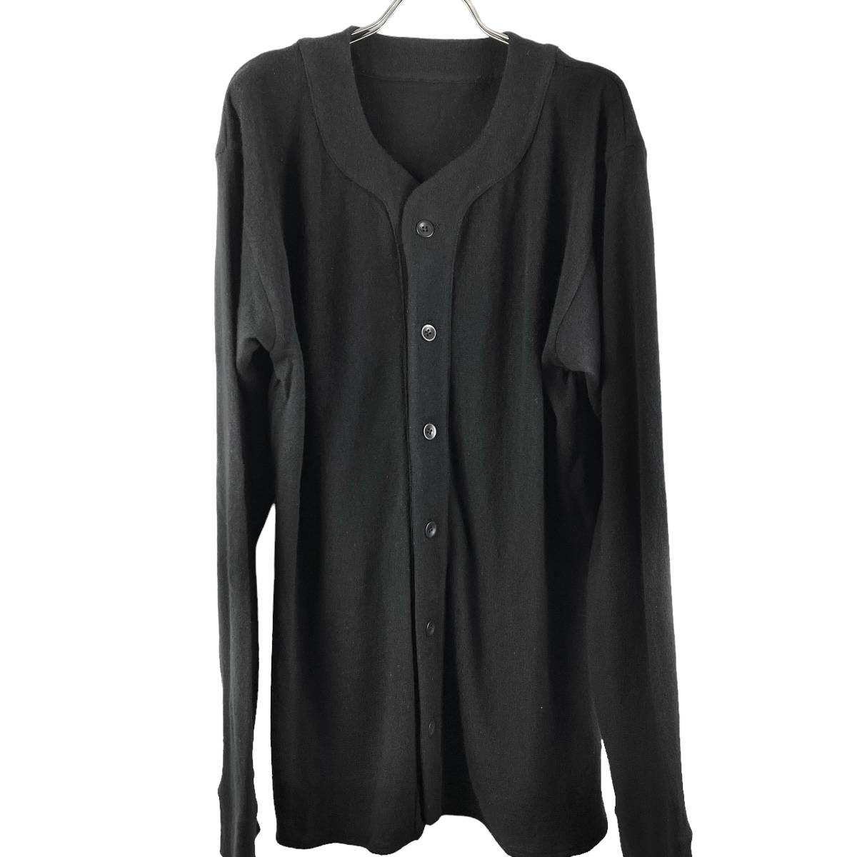 The elder statesman(ジ エルダー ステイツマン) Collarless Design Longsleeve Knit Cardigan (black)