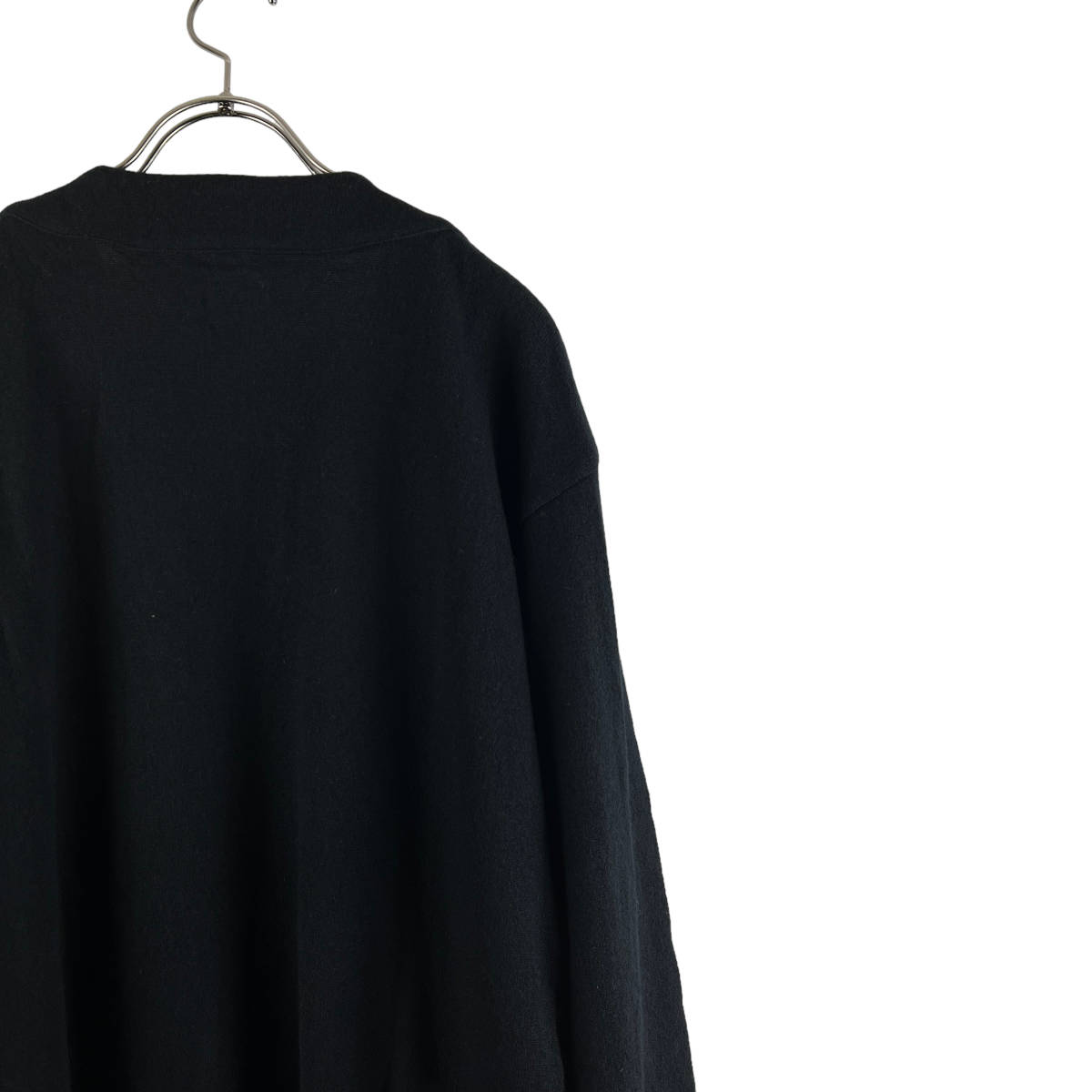 The elder statesman(ジ エルダー ステイツマン) Collarless Design Longsleeve Knit Cardigan (black)