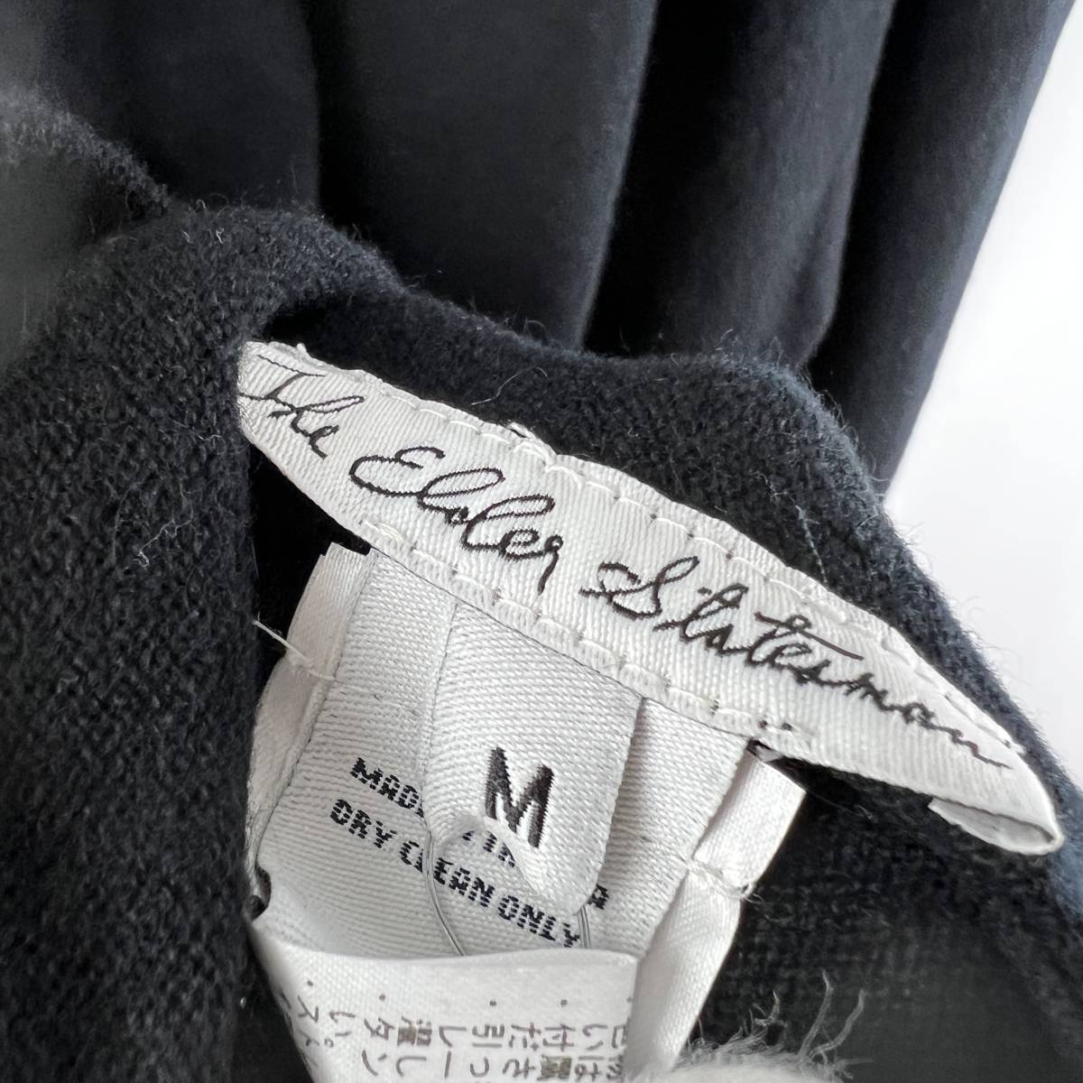 The elder statesman(ジ エルダー ステイツマン) Collarless Design Longsleeve Knit Cardigan (black)