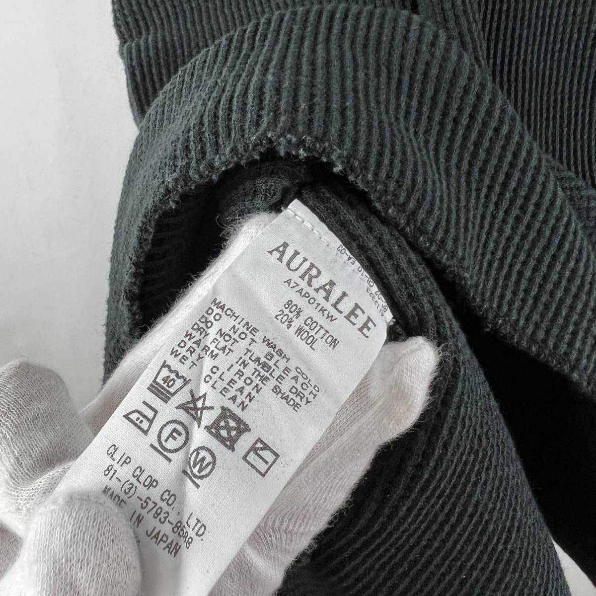AURALEE（オーラリー）Classic Causal Wool Longsleeve T Shirt (black)_画像8