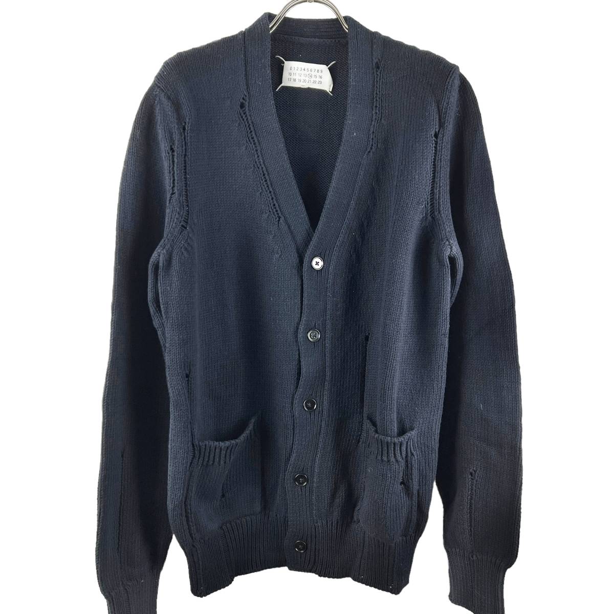 Maison Margiela (メゾン マルジェラ) Carelessly Disordered Damagework Longsleeve Cardigan 15AW (navy)_画像1