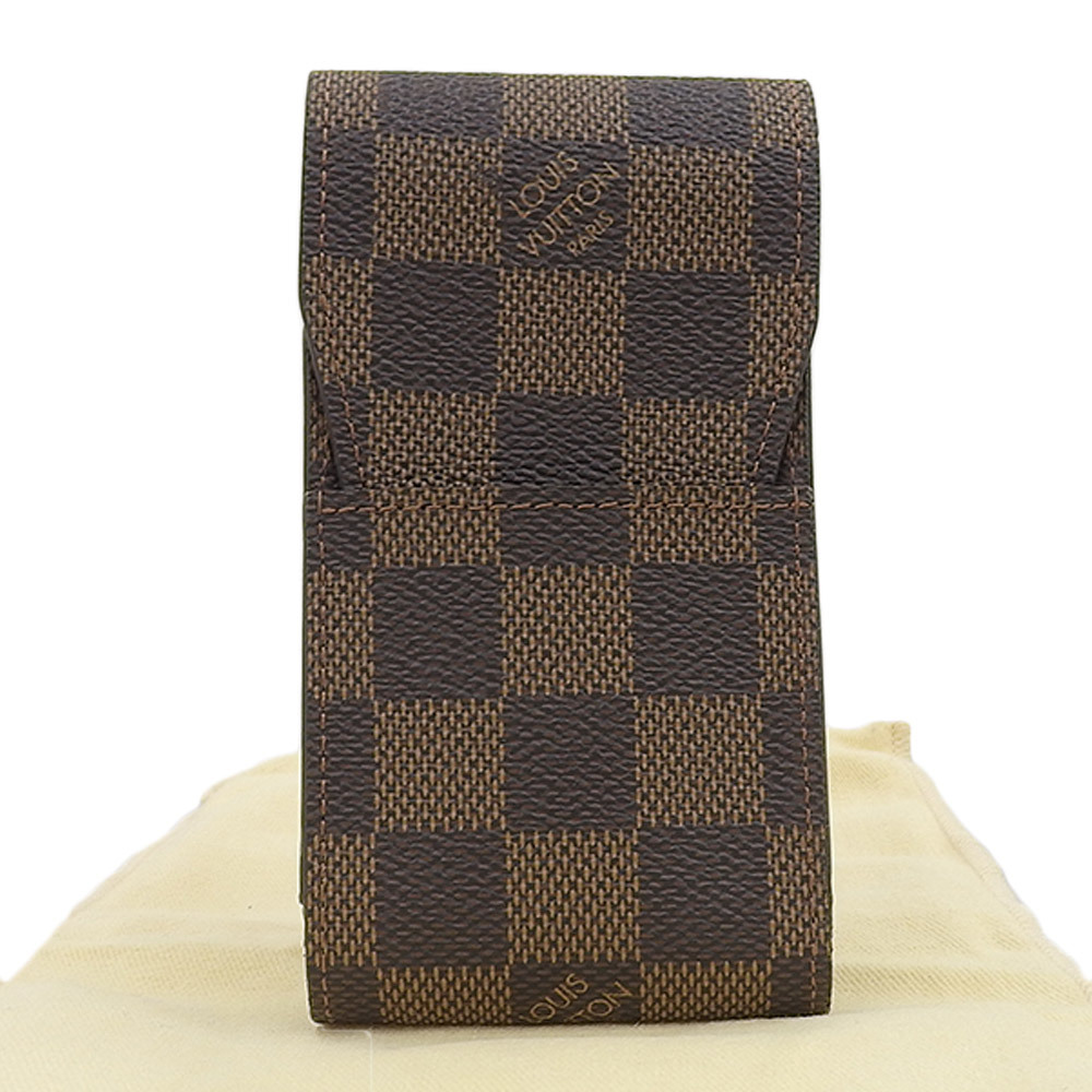 【本物保証】 布袋付 新品同様 ルイヴィトン LOUIS VUITTON ダミエ エテュイ シガレット タバコ入れ シガレットケース エベヌ N63024_画像1