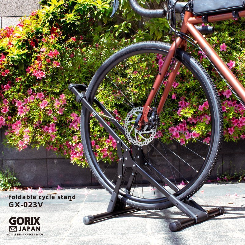 GORIX ゴリックス 自転車 スタンド 室内 サイクルスタンド スライド式 横置き 倒れない 安定 可変 20-29インチ 折畳式 1台用 (GX-023V_画像2