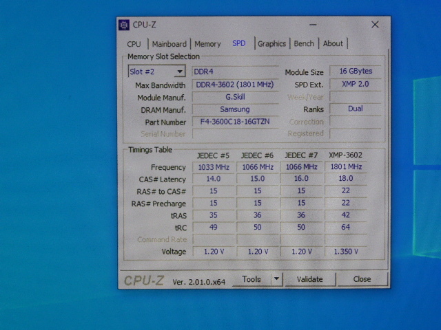 メモリ デスクトップパソコン用 G.SKILL TRIDENT Z NEO RGB DDR4-3600 PC4-28800 16GB 1枚のみ F4-3600C18D-32GTZN 起動確認済みです_画像4