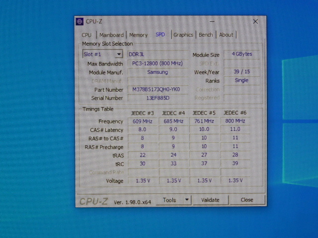 メモリ デスクトップパソコン用 Samsung 低電圧 1.35V DDR3L-1600 PC3L-12800 4GBx4枚 合計16GB 起動確認済みです②_画像5