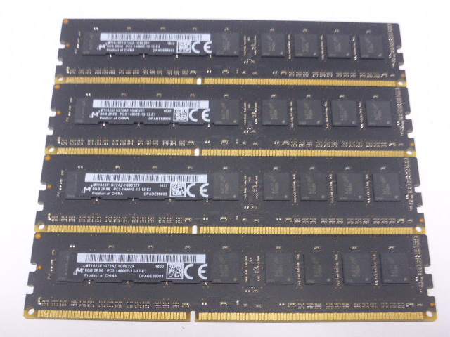 メモリ デスクトップパソコン用 Micron ECC DDR3-1866E PC3-14900E 8GBx4枚 合計32GB 起動確認済みですが一応ジャンク品扱いです_画像1