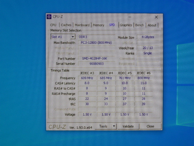 メモリ デスクトップパソコン用 1.5V DDR3-1600 PC3-12800 4GBx4枚 合計16GB 起動確認済みです_画像6