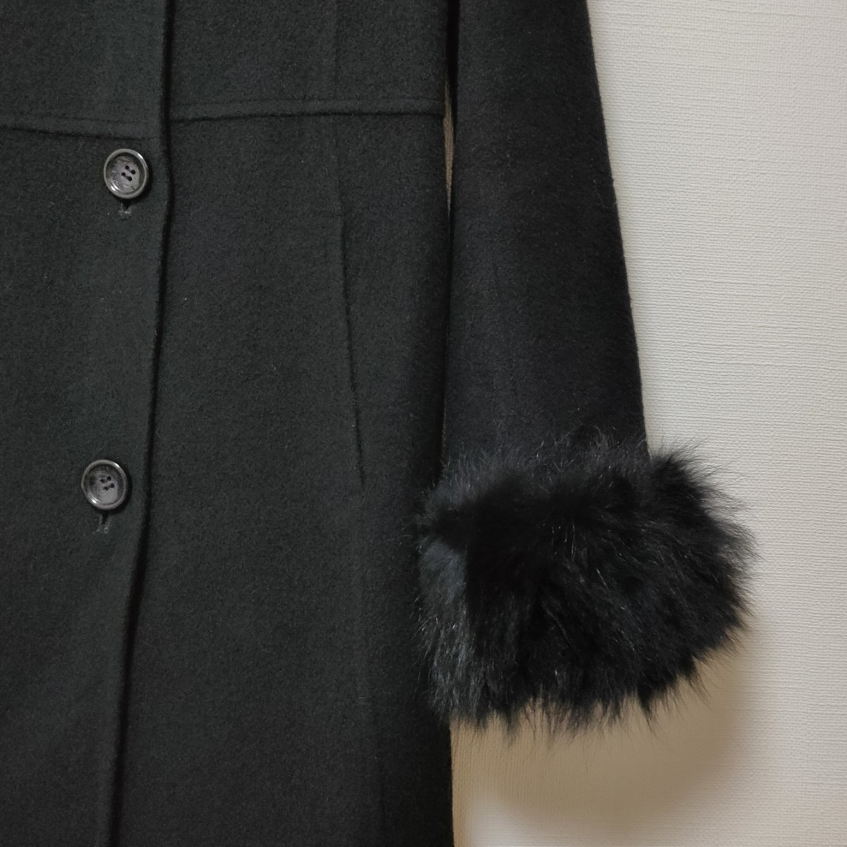 【美品】VICKY ウールロングコート フェイクファー付き 【美品】VICKY ウールロングコート フェイクファー付き