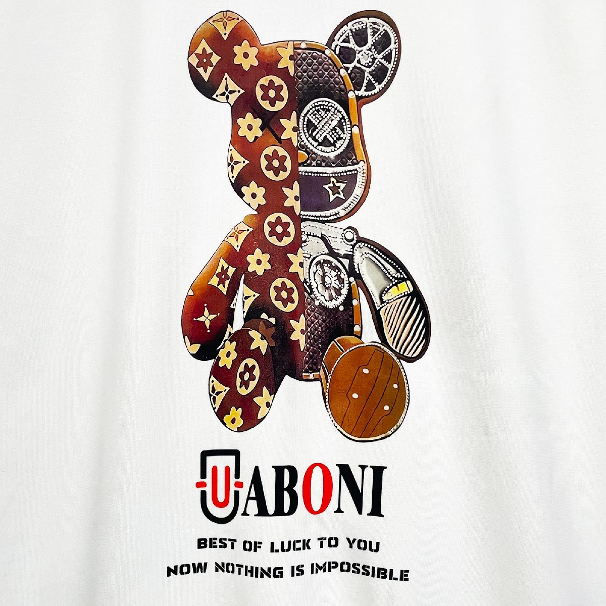 高級EU製＆定価4万◆UABONI*Paris*トレーナー*ユアボニ*パリ発◆綿100％ 高級 モノグラム クマ トップス カットソー トレンド 日常着 L/48_画像4