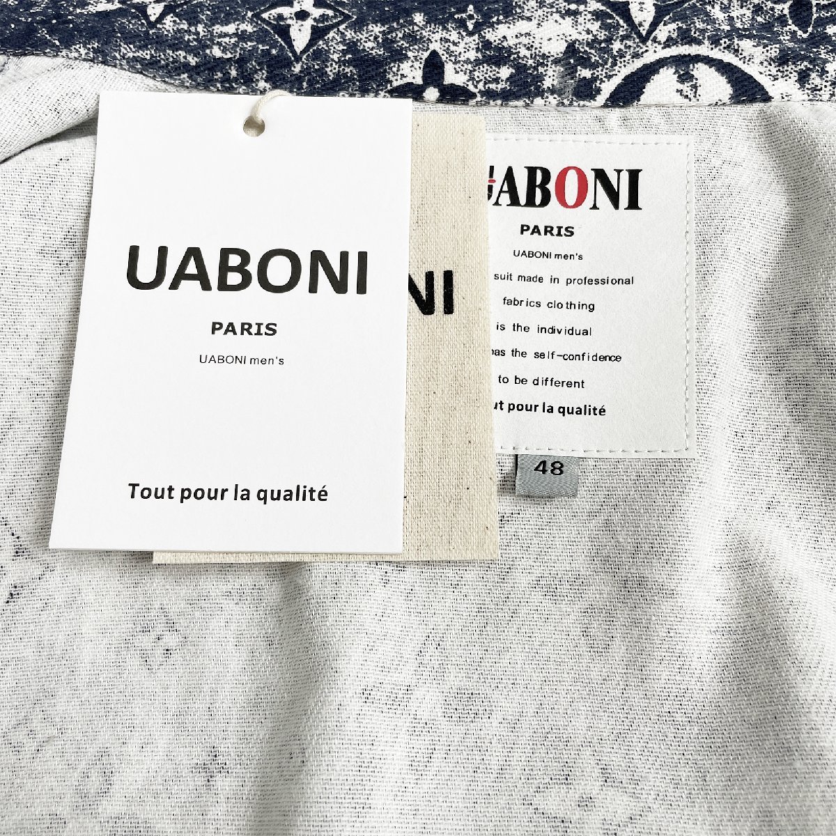 人気EU製＆定価4万◆UABONI*Paris*長袖シャツ*ユアボニ*パリ発◆綿100％ 薄手 個性 総柄 モノグラム アメカジ レトロ ライトアウター L/48_画像9