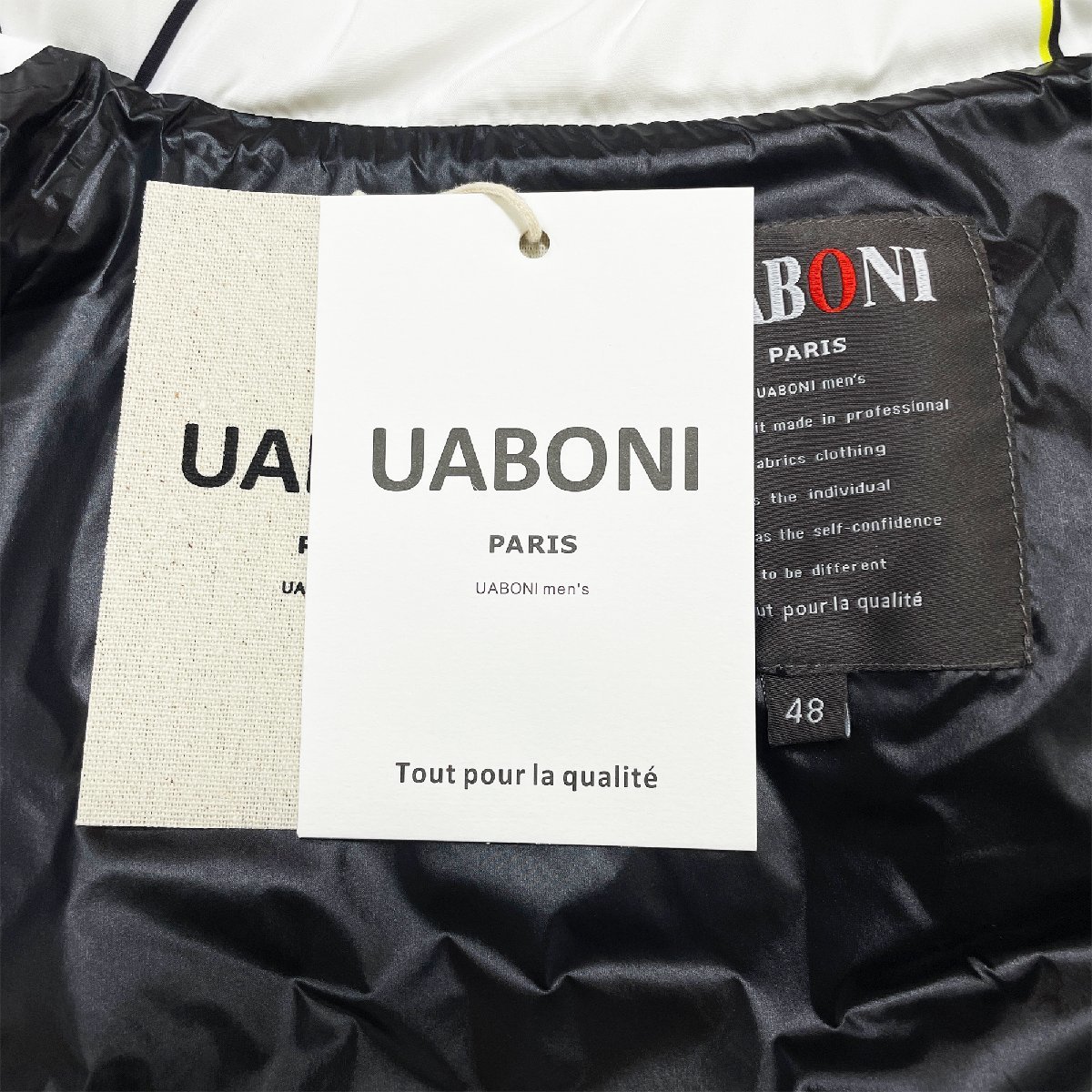 最高級EU製＆定価8万◆UABONI*Paris*ダウンベスト*ユアボニ*パリ発◆ダックダウン90％ 個性 肉厚 防寒 英字 総柄 トレンド 日常着 2XL/52_画像8