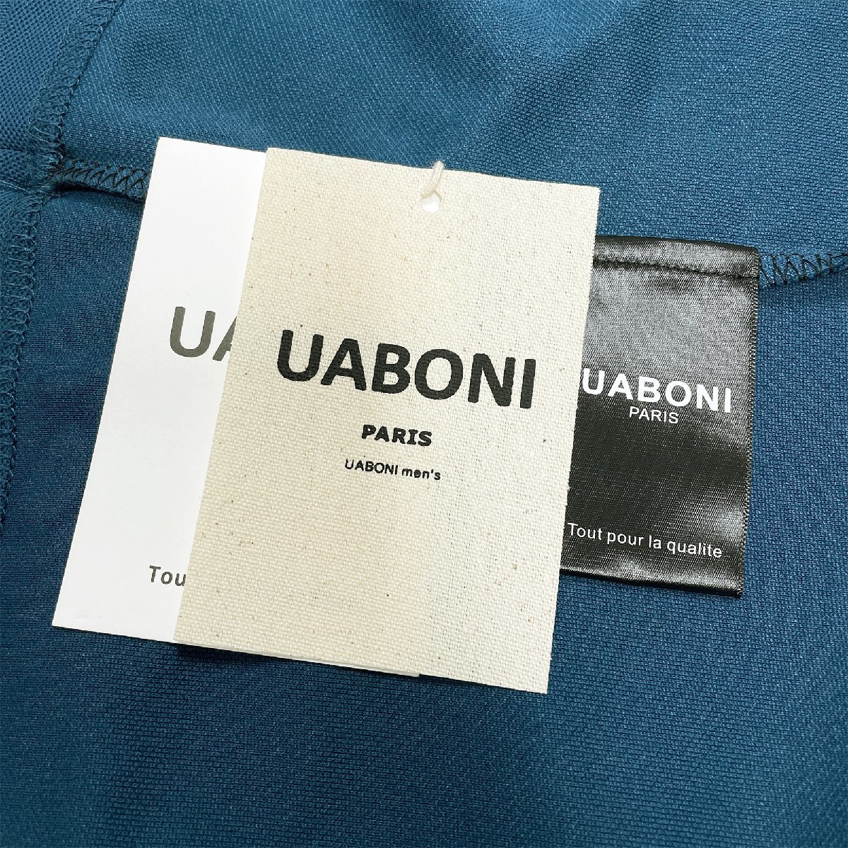 ★★高級EU製＆定価4万◆UABONI*Paris*POLOシャツ*ユアボニ*パリ発◆高級リネン/麻生地 薄手 長袖 ポロシャツ クラウン ゴルフ M/46サイズ_画像10