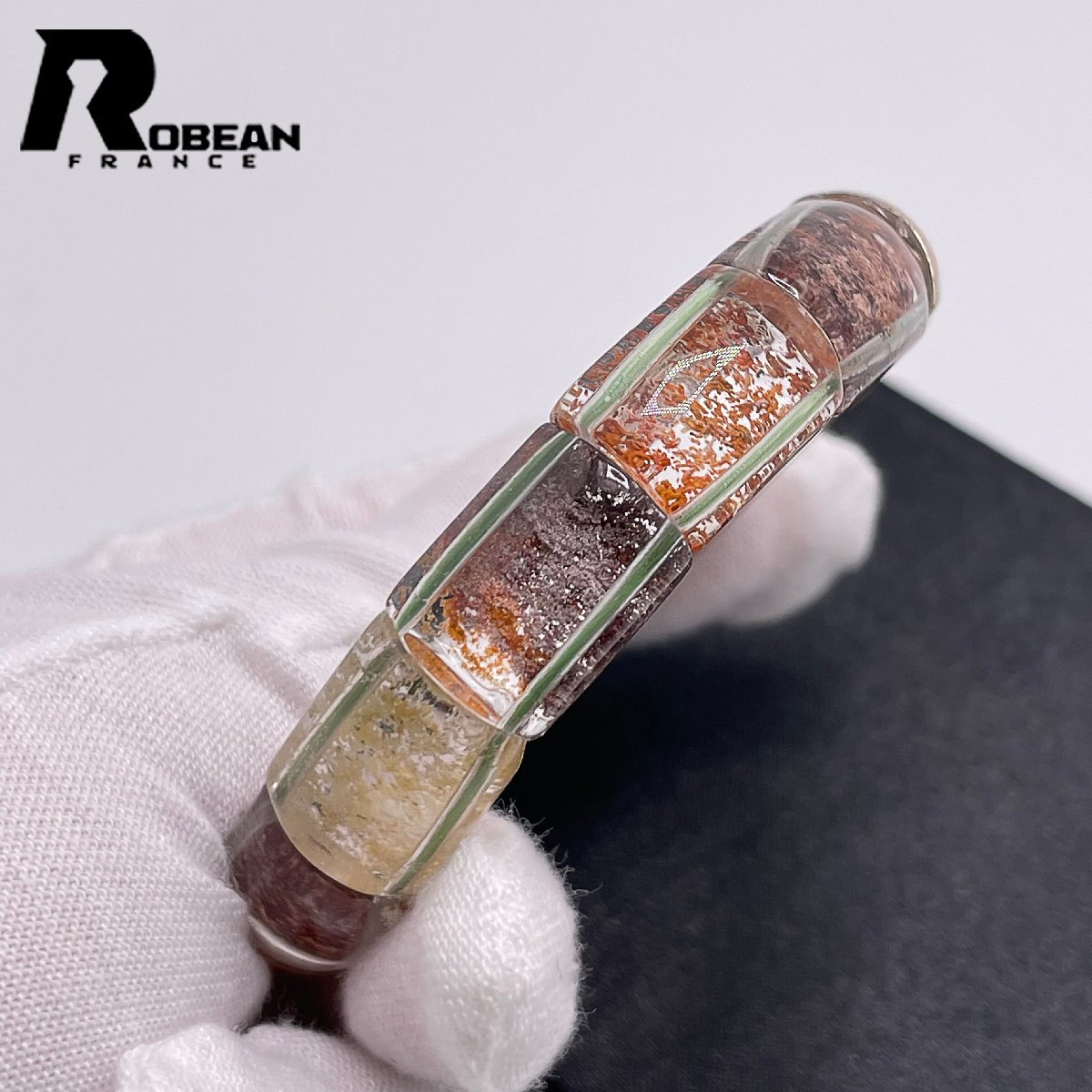 逸品 EU製 定価5万円★ROBEAN・ガーデンルチルクォーツバングル★パワーストーン ブレスレット 天然石 庭園水晶 浄化 12.3*7.1mm 1002H226_画像3