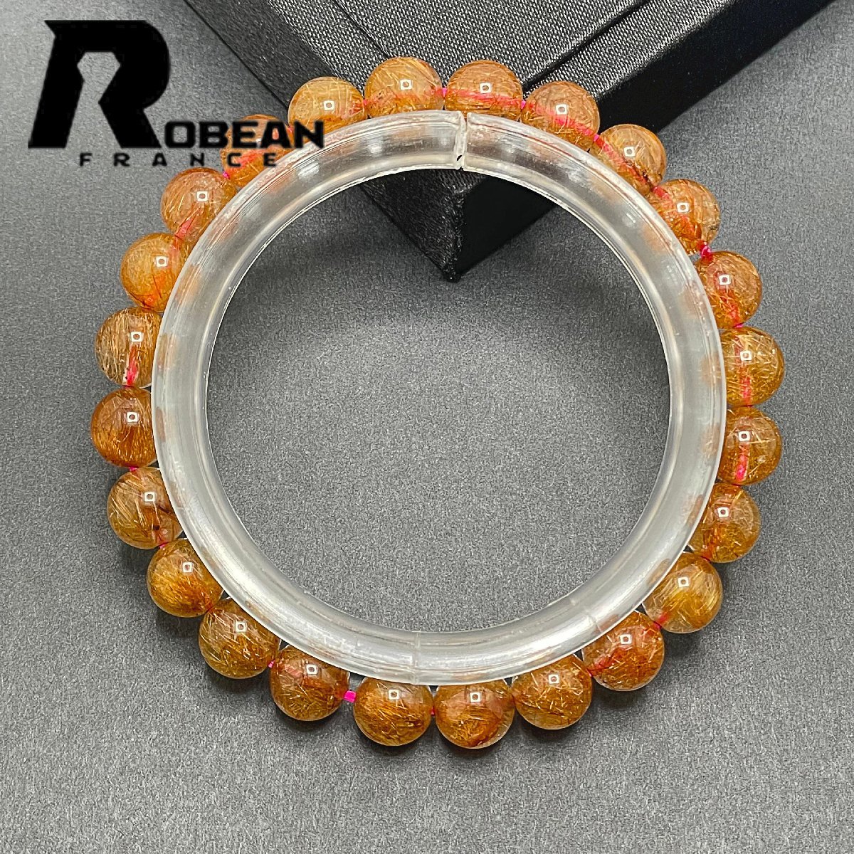 上品 EU製 定価5万円★ROBEAN・ブラウンルチルクォーツ★ブレスレット パワーストーン 天然石 綺麗 金運 お守り 8.0-8.5mm 1001G1105_画像1