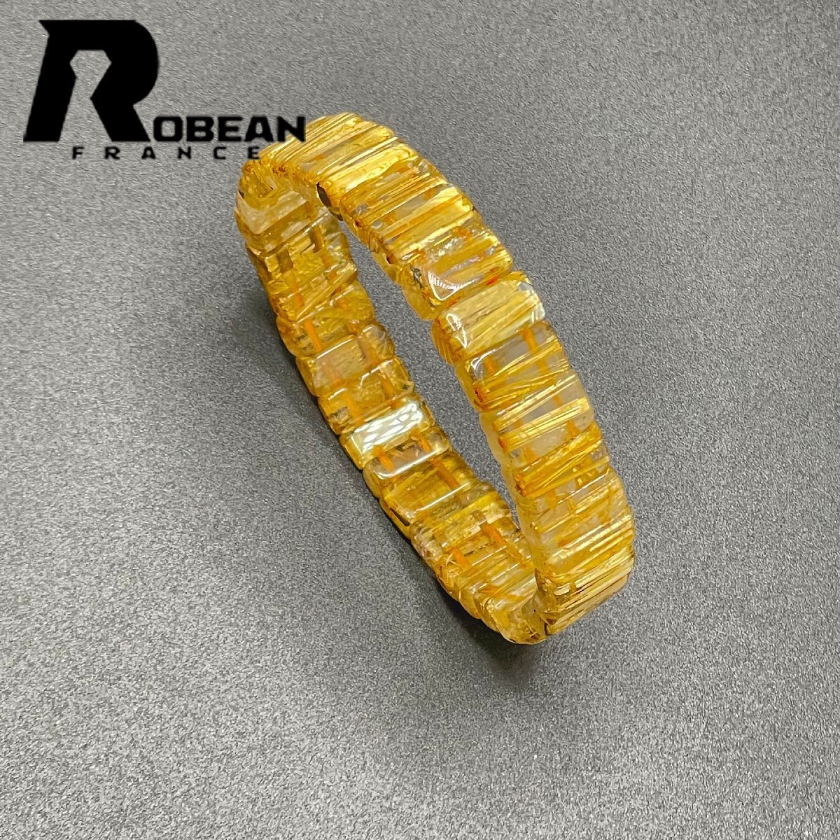 絶賛 EU製 定価21万円★ROBEAN・タイチンルチルバングル★黄金針水晶 ブレスレット パワーストーン 金運 お守り 11.6*5mm 1001G968_画像2