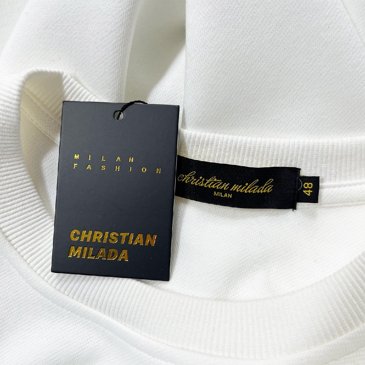 定価4万★christian milada ・ミラノ発・トレーナー★コットン100％ 上質 スウェット カラフル 長袖Tシャツ 個性 カジュアル L/48サイズ_画像9