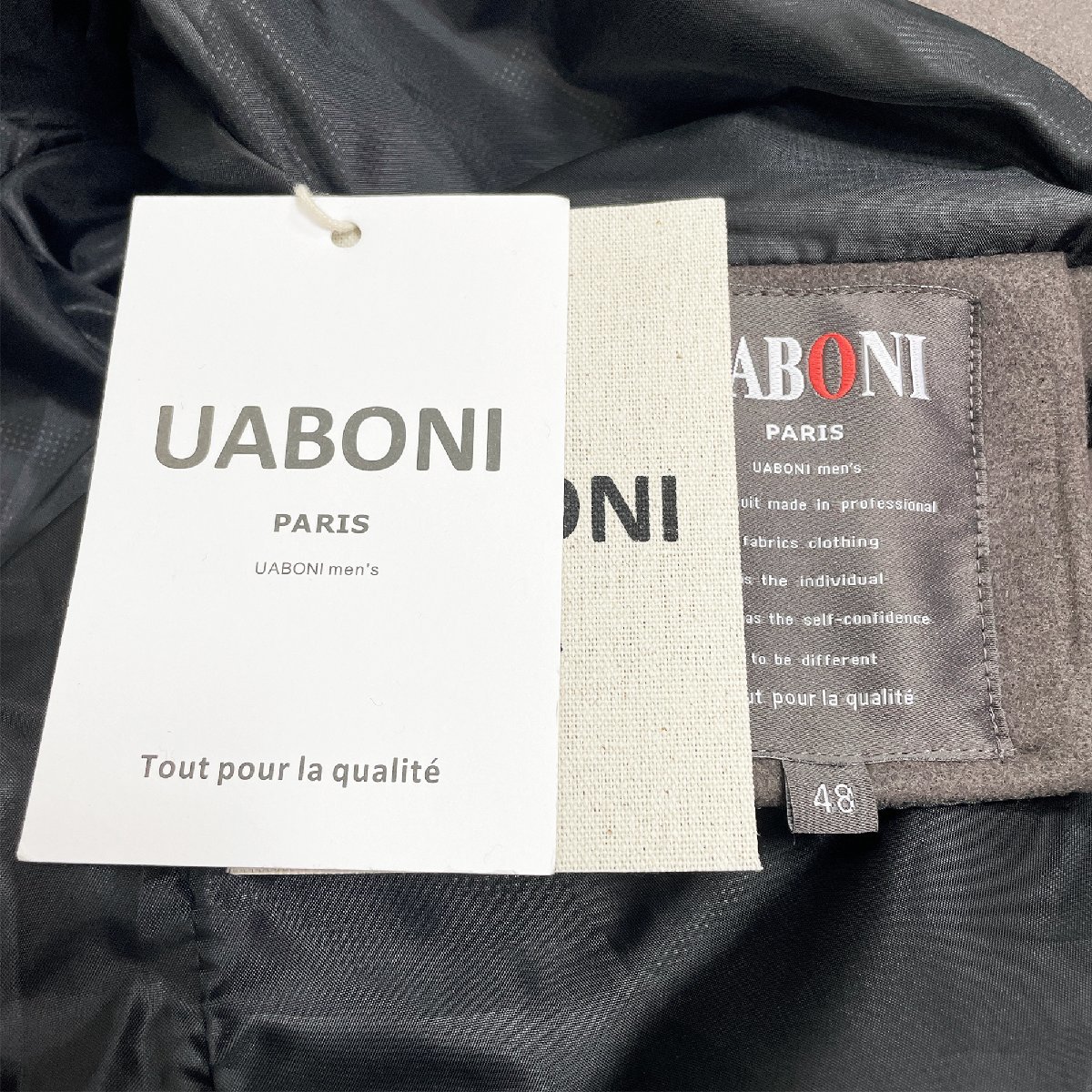 最高峰EU製＆定価7万◆UABONI*Paris*テーラードジャケット*ユアボニ*パリ発◆高品質カシミヤ 防寒防風 快適 スーツ ブレザー 通勤 L/48_画像8