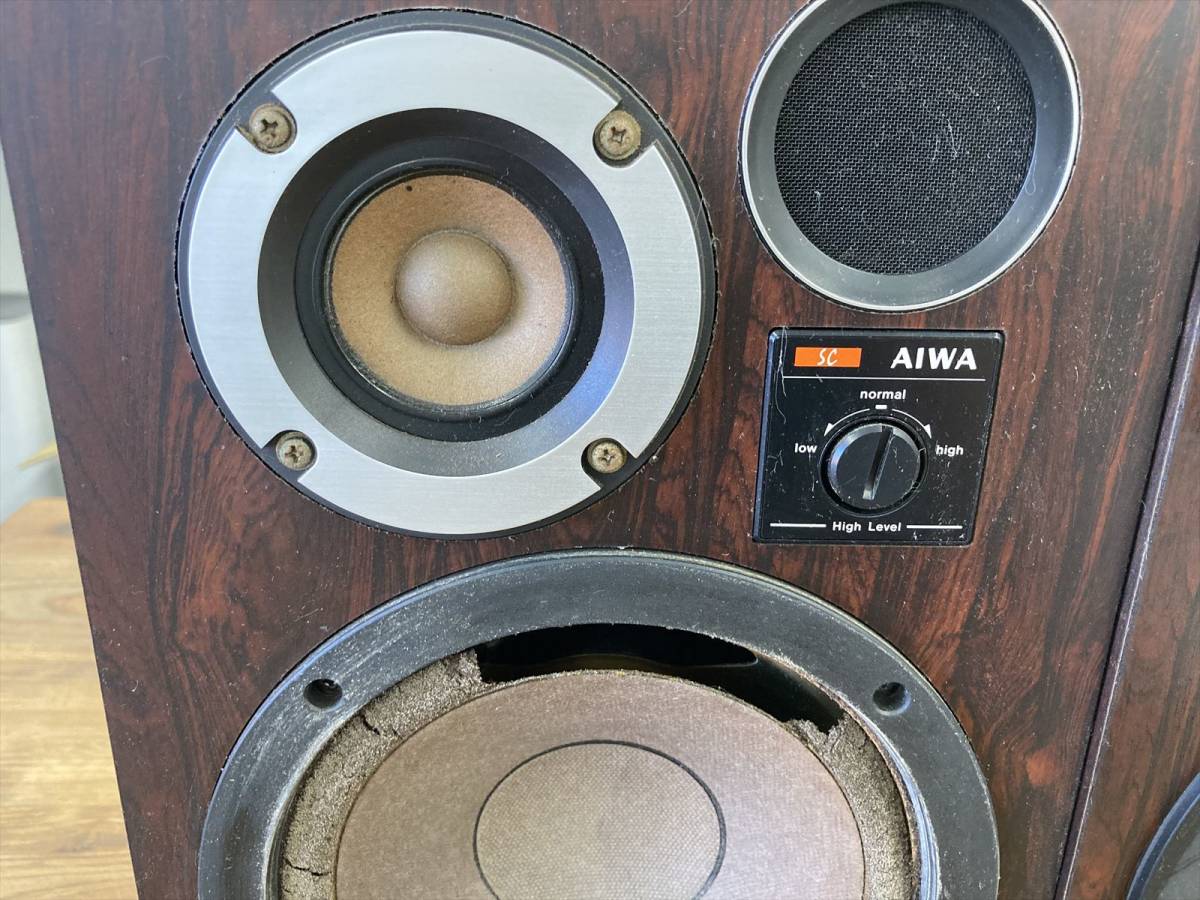 b120 AIWA アイワ SC-61 スピーカー Speaker System ペア オーディオ機器 ※ジャンク品 動作未確認 傷・汚れ有_画像3