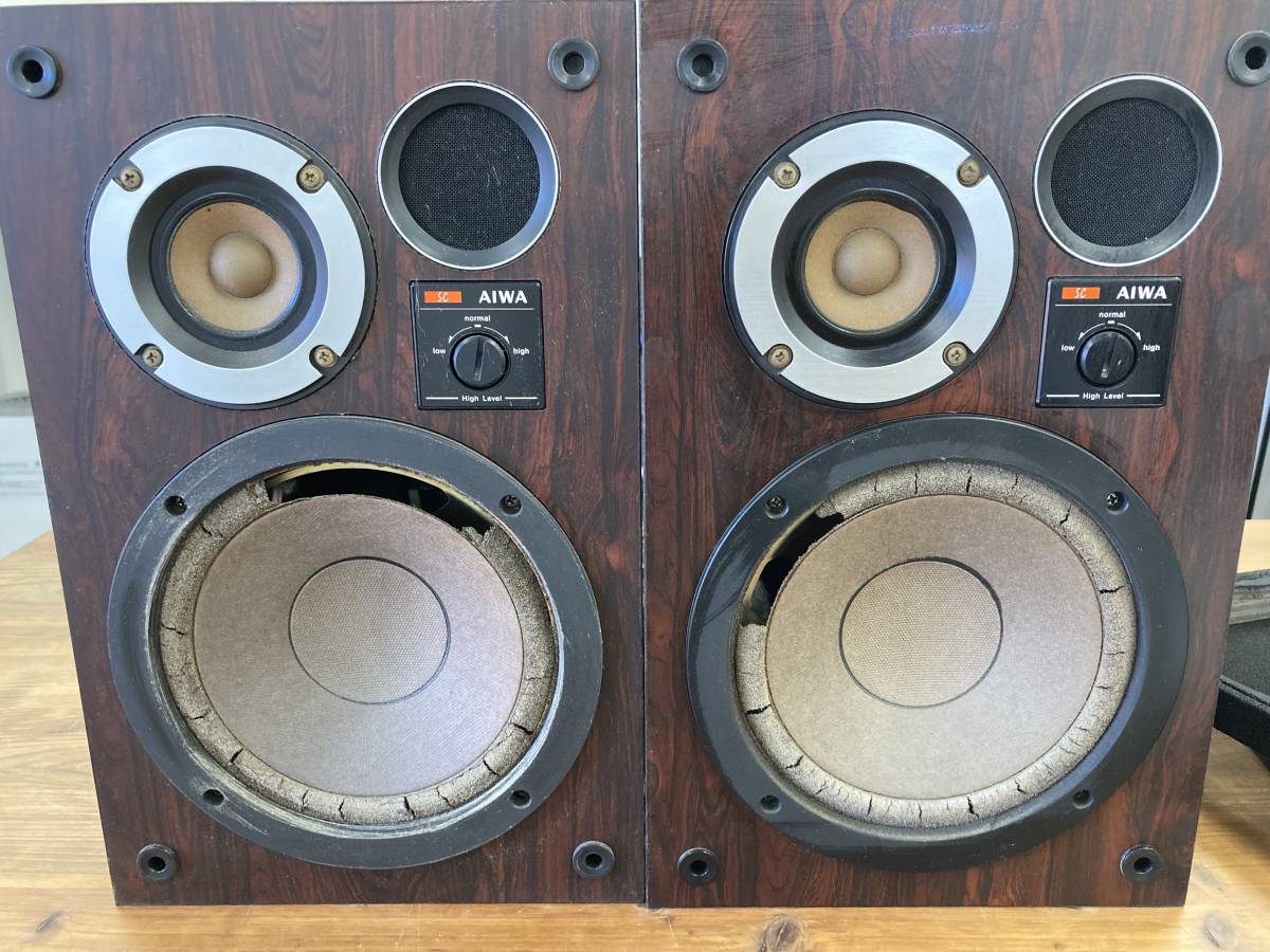 b120 AIWA アイワ SC-61 スピーカー Speaker System ペア オーディオ機器 ※ジャンク品 動作未確認 傷・汚れ有_画像2