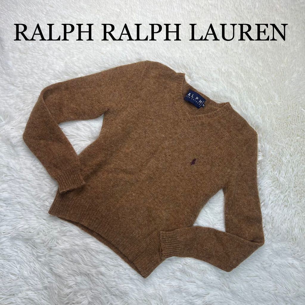RALPH RALPH LAUREN ラルフローレン セーター ニット ブラウン系 ワンポイント ロゴ刺繍 M 長袖_画像1