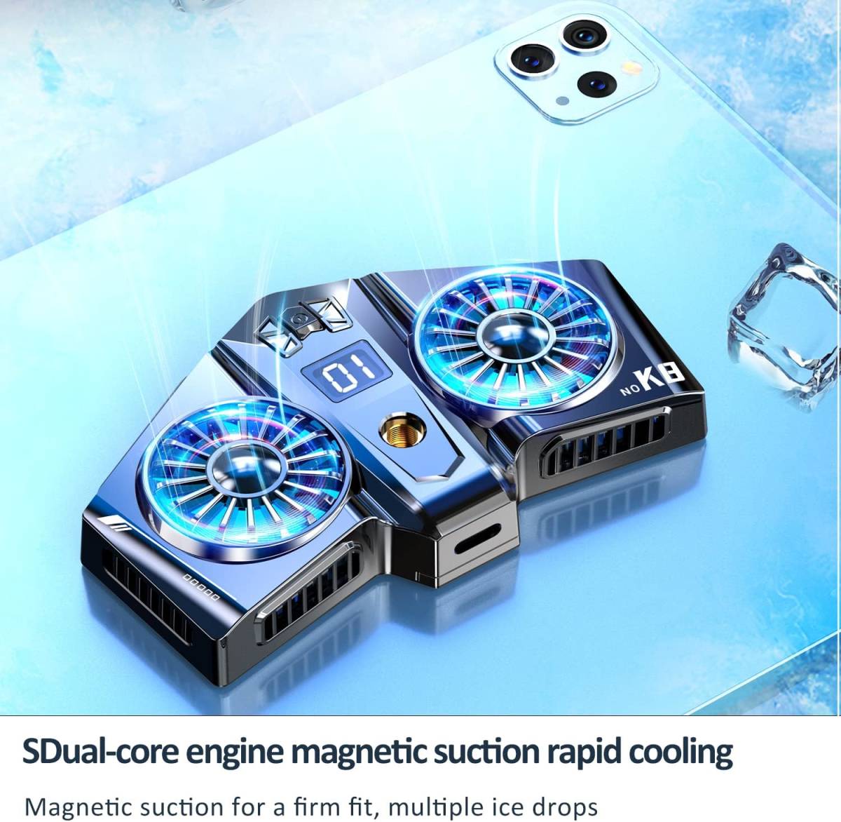 ipad ノートPC 冷却器 冷却クーラー 冷却ファン マグネット式 3秒急速冷却 発熱対策 熱暴走対策 熱吸収 USB給電 H134の画像10