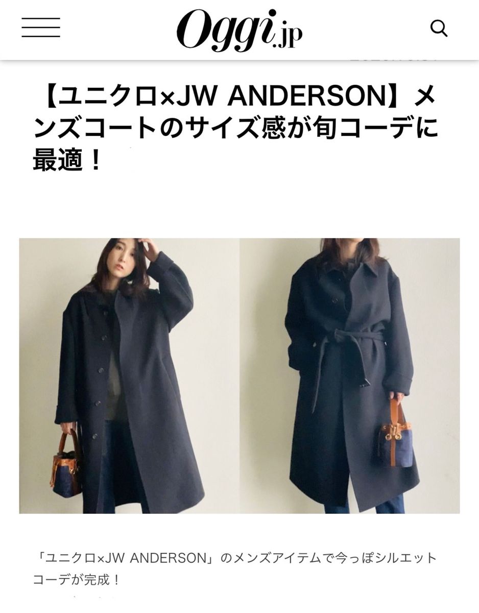 ユニクロ JW Anderson ダブルフェイスシングルコート ネイビー M