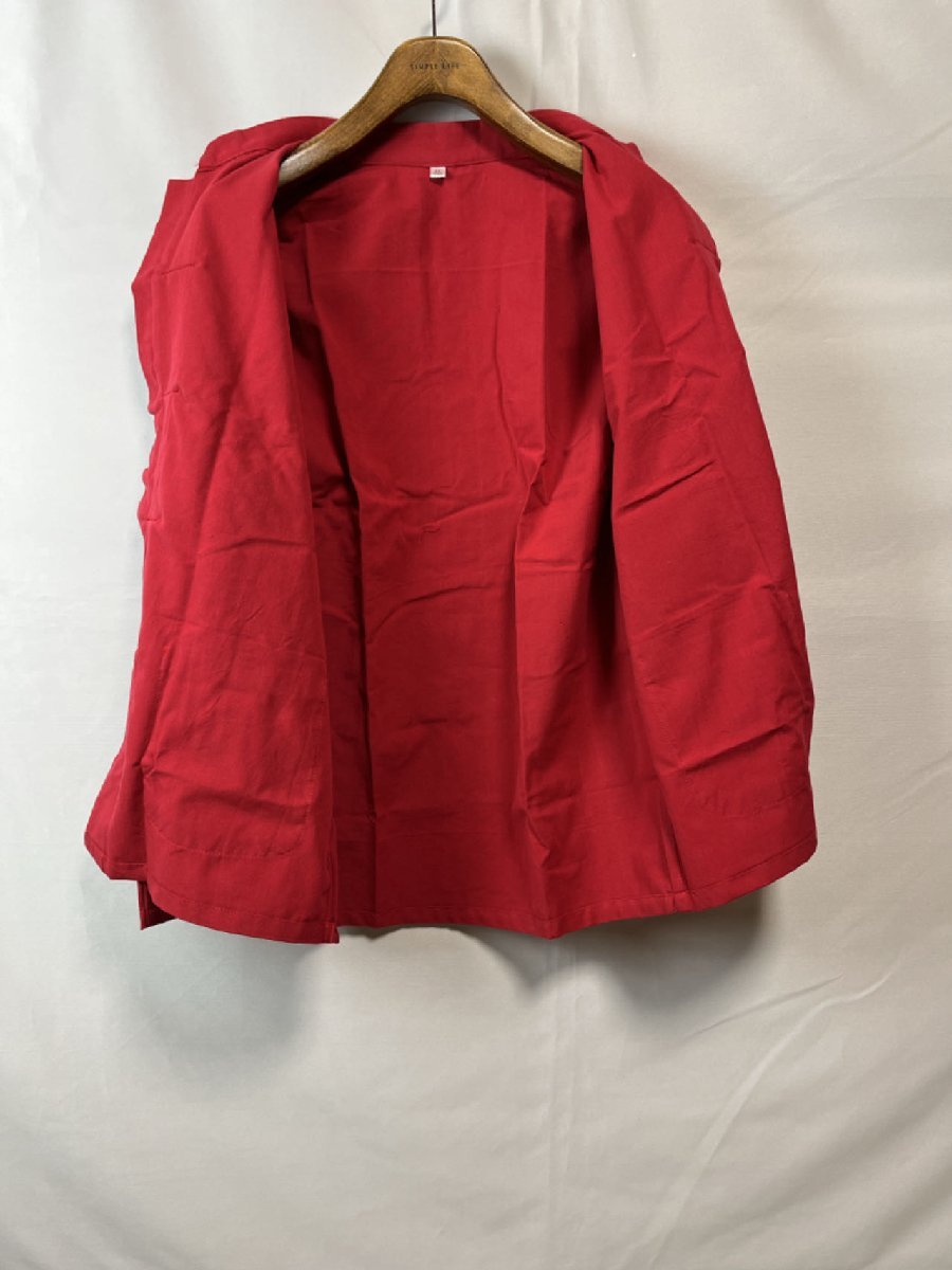 チャイナ服 カンフー ジャケット メンズ 男性用 チャイナジャケット 大きいサイズ 中華風 立ち襟 綿100% 赤 XL 175_裏地は無し