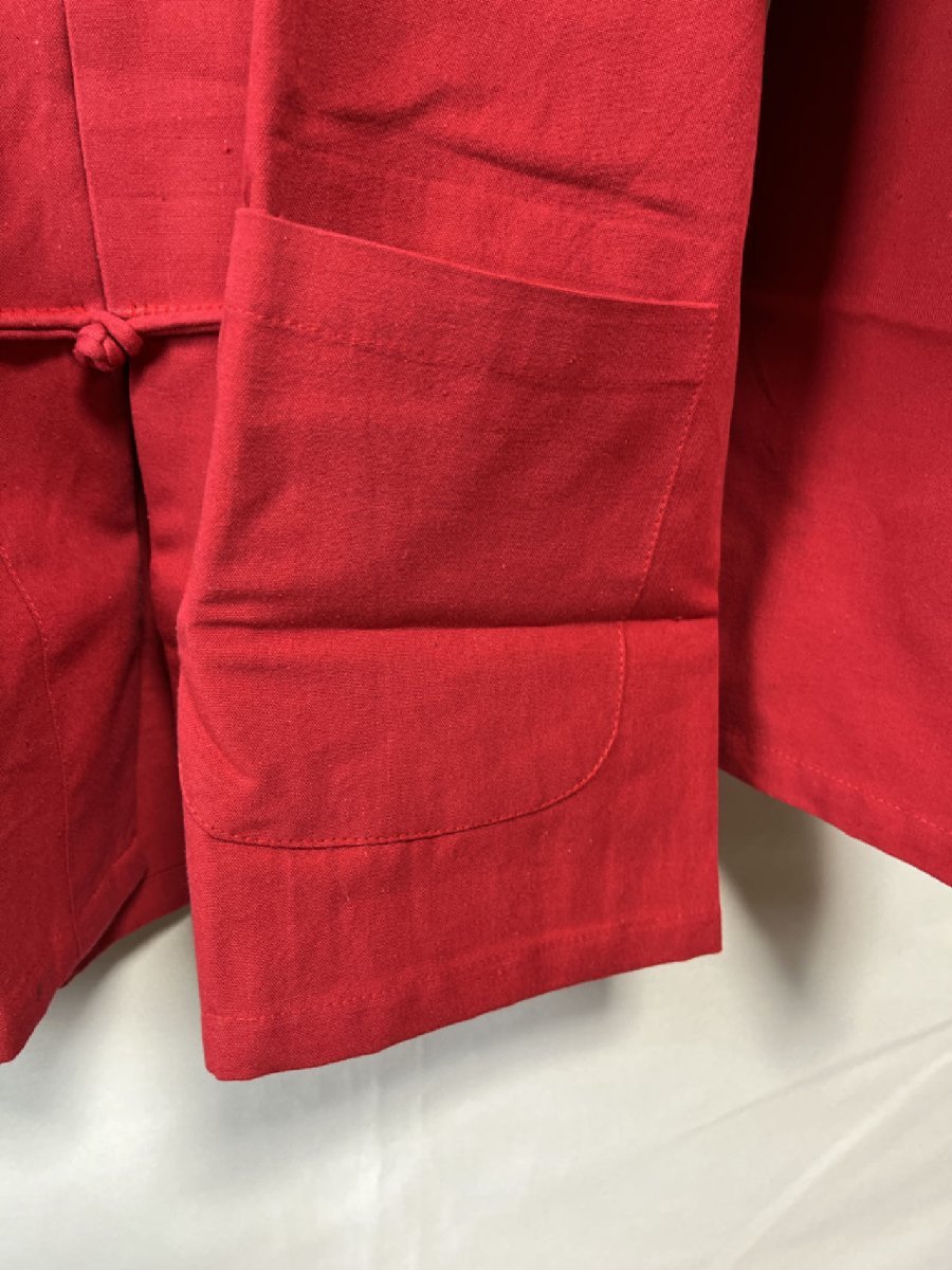チャイナ服 カンフー ジャケット メンズ 男性用 チャイナジャケット 大きいサイズ 中華風 立ち襟 綿100% 赤 XL 175_腰のポケット
